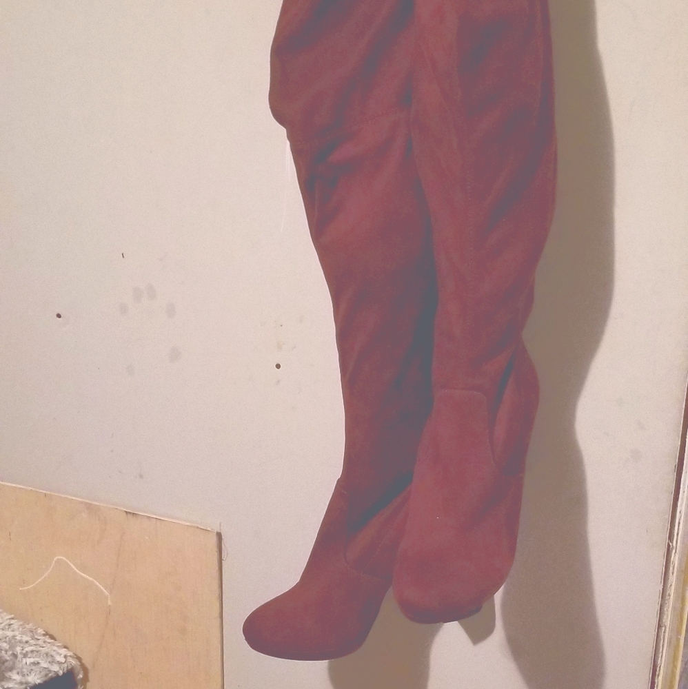 Purple Suede over the knee boots